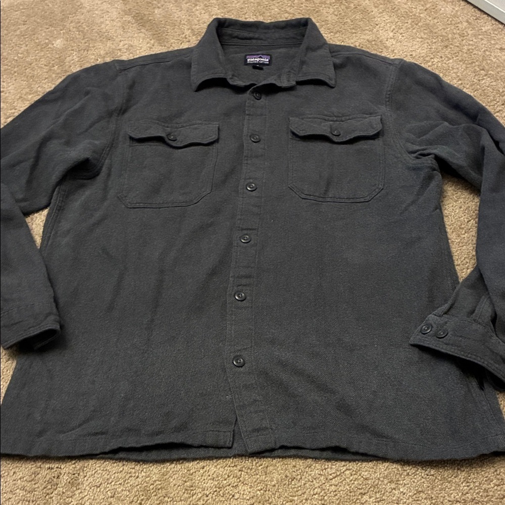Patagonia Charcoal Long Sleeve Organic Cotton Shirt size M